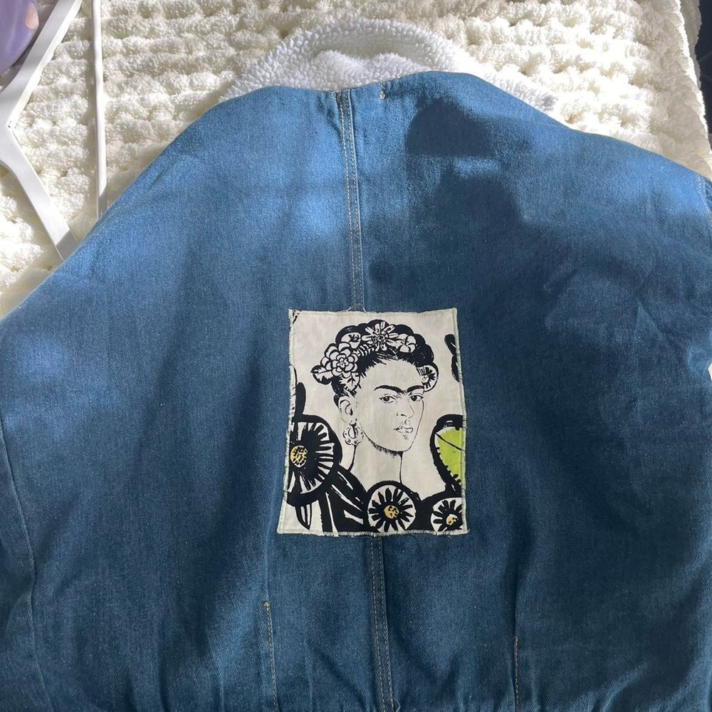 hand painted vintage Jean Sherpa jacket.